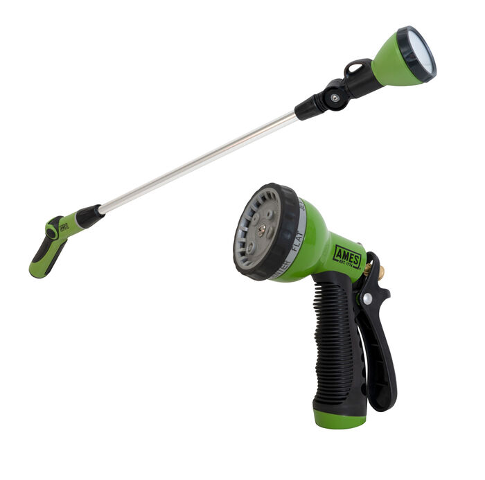 2-Piece Garden Hose Sprayer Set with 7-Pattern Nozzle and Rotating Watering Wand image number 0