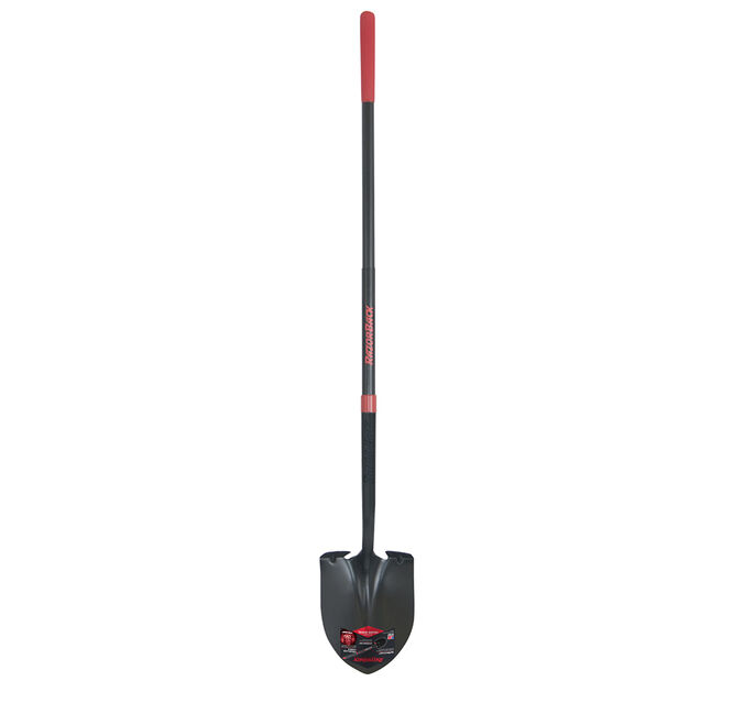 Round Point Shovel, SuperSocket and PowerStep ,  Fiberglass Handle with Mid-Grip and Cushion Grip