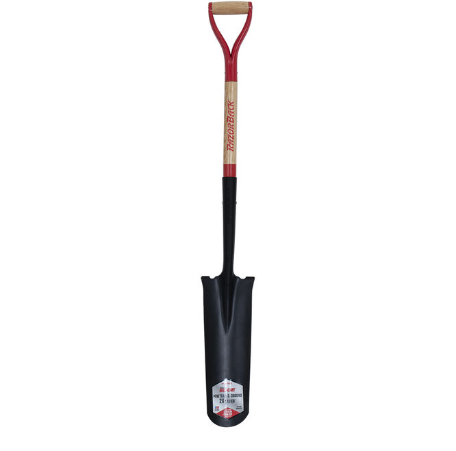 16-IN DRAIN SPADE WITH WOOD HANDLE AND D-GRIP