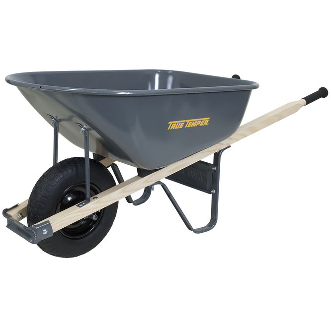 6 Cubic Foot Steel Wheelbarrow with Never Flat Tire