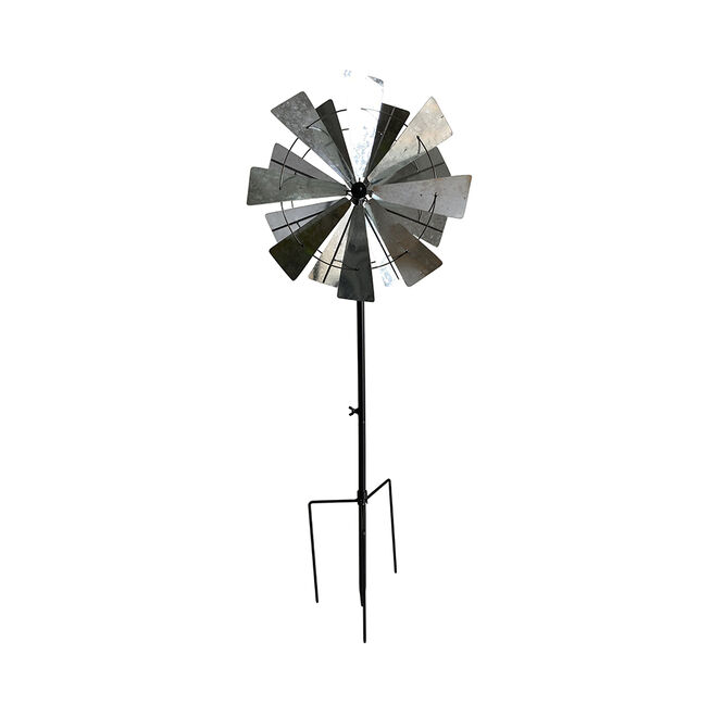 36"H Windmill Wind Spinner in Silver Finish