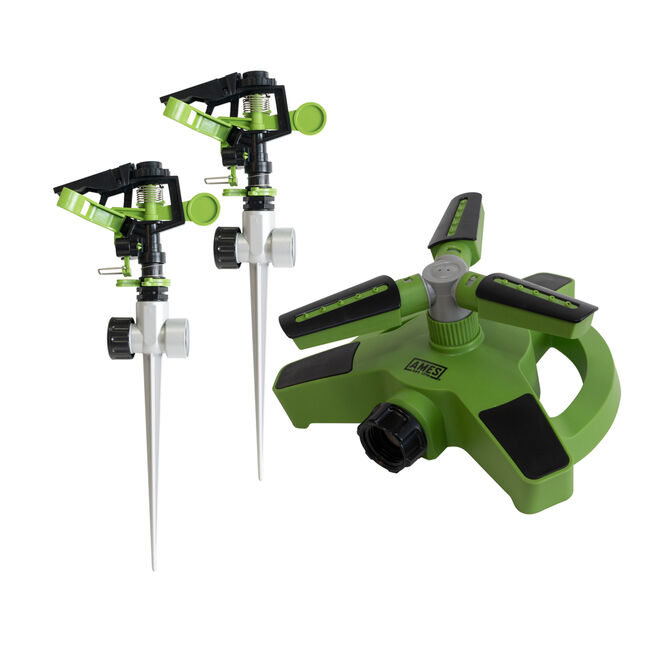 3-Piece Sprinkler Set with two (2) Spike Style and one (1)  3-Arm Rotating Sprinkler