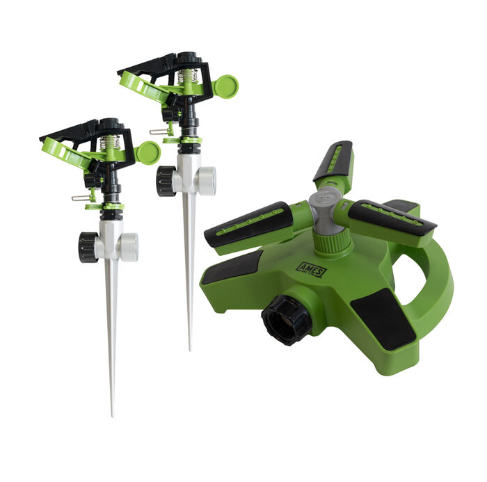 3-Piece Sprinkler Set with two (2) Spike Style and one (1)  3-Arm Rotating Sprinkler image number 0