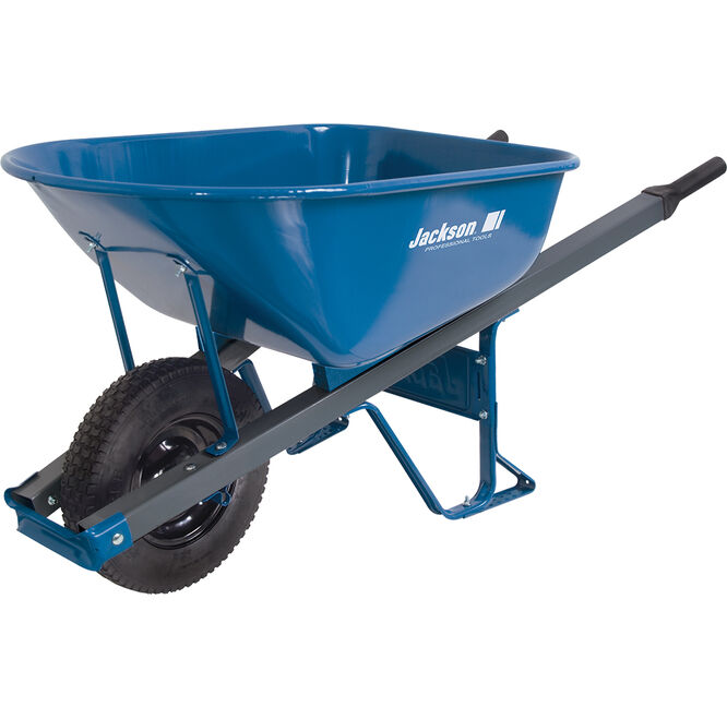 6 cu ft steel contractor wheelbarrow w steel handles and knobby flat free tire