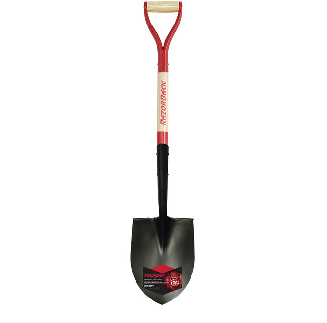 Round Point Shovel, with Wood Handle and Steel D-Grip