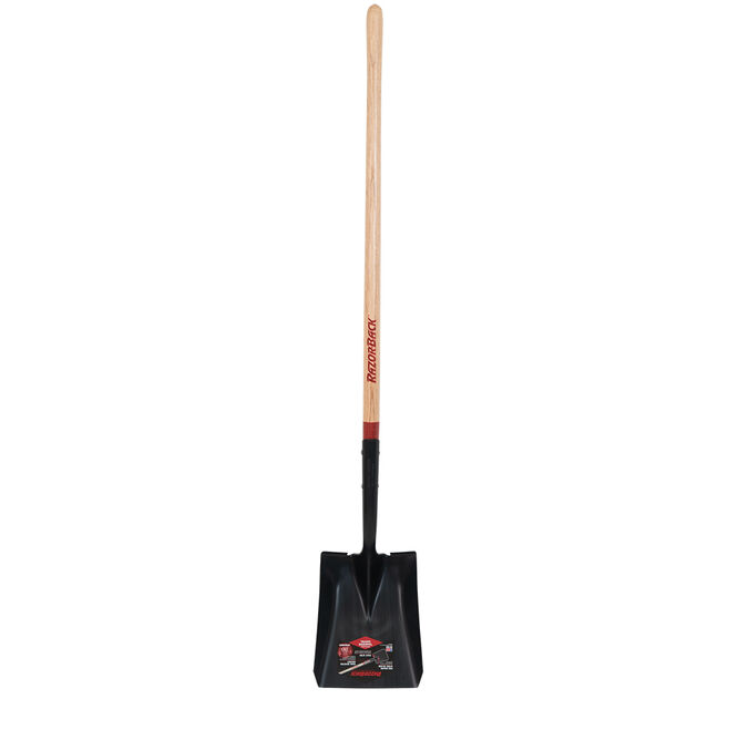 Square Point Shovel with Tab Socket and Forward Turned Step, Wood Handle