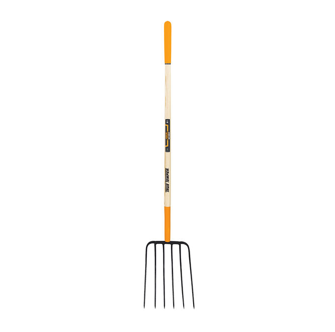6-Tine Manure Fork with Cushion End Grip on Hardwood Handle