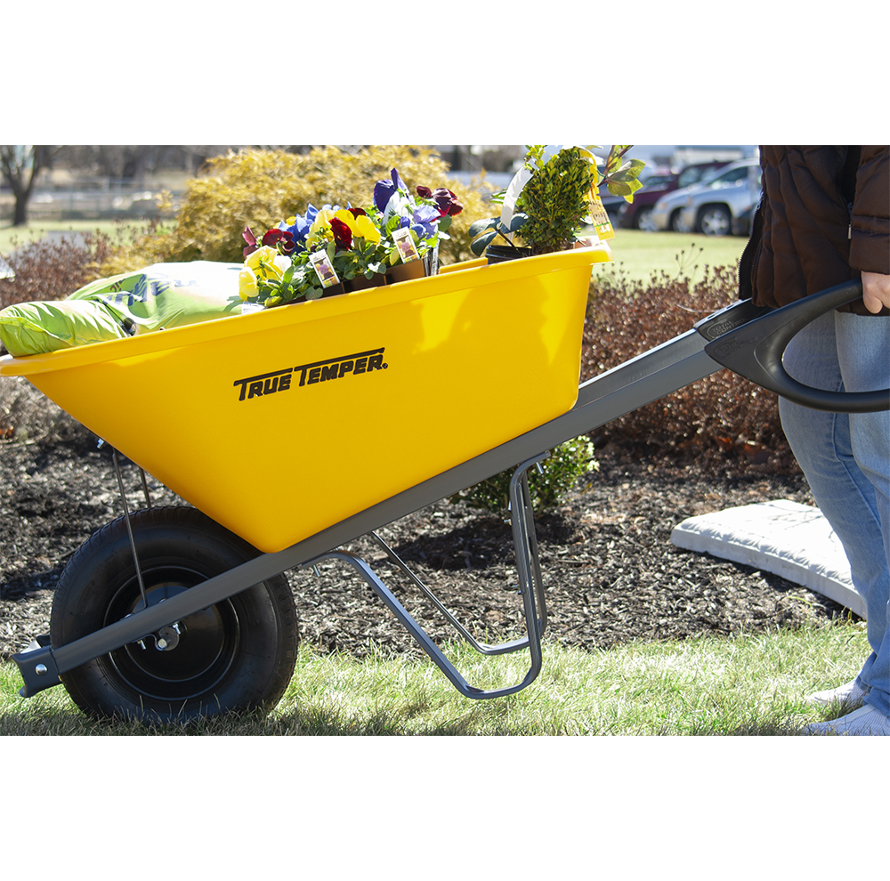 6 Cubic Foot Poly Wheelbarrow with Total Control Handles Home by AMES