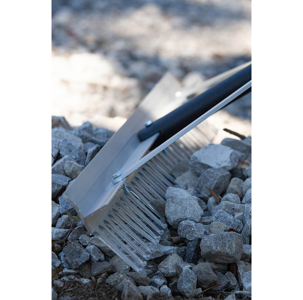 24 Inch Aluminum Landscape Rake, with Aluminum Handle, and End