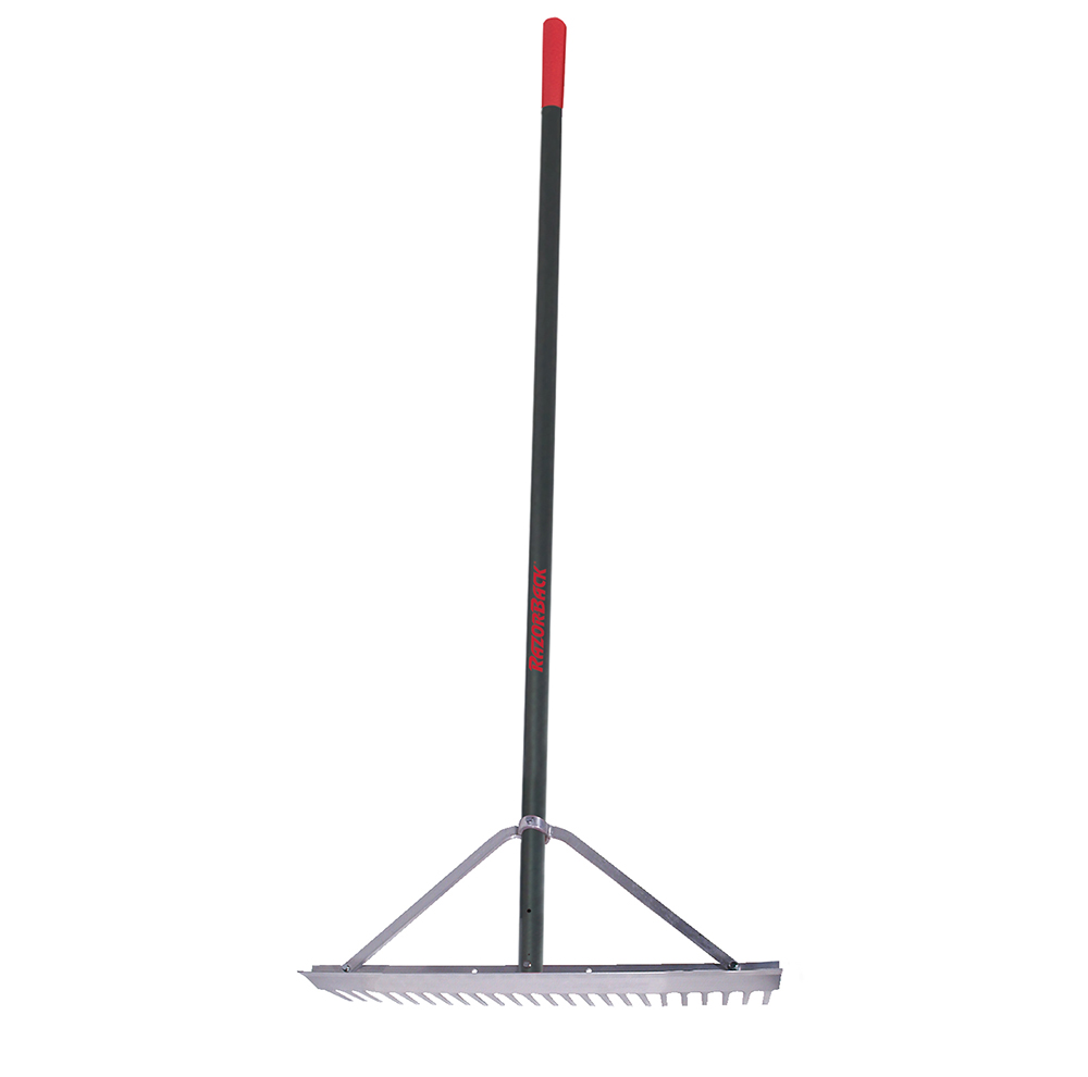 24 Inch Aluminum Landscape Rake, with Aluminum Handle, and End