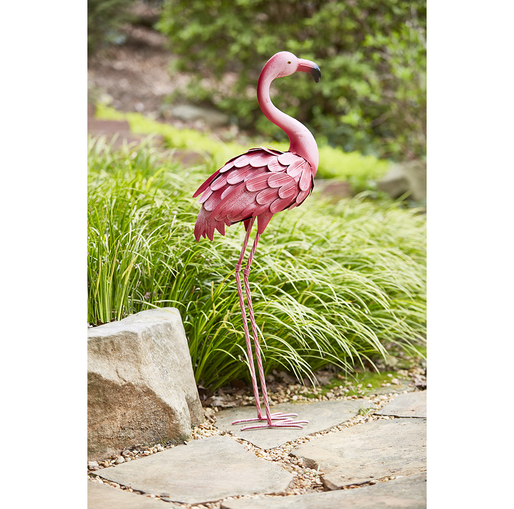 35" Metal Flamingo Lawn Decor Home by AMES