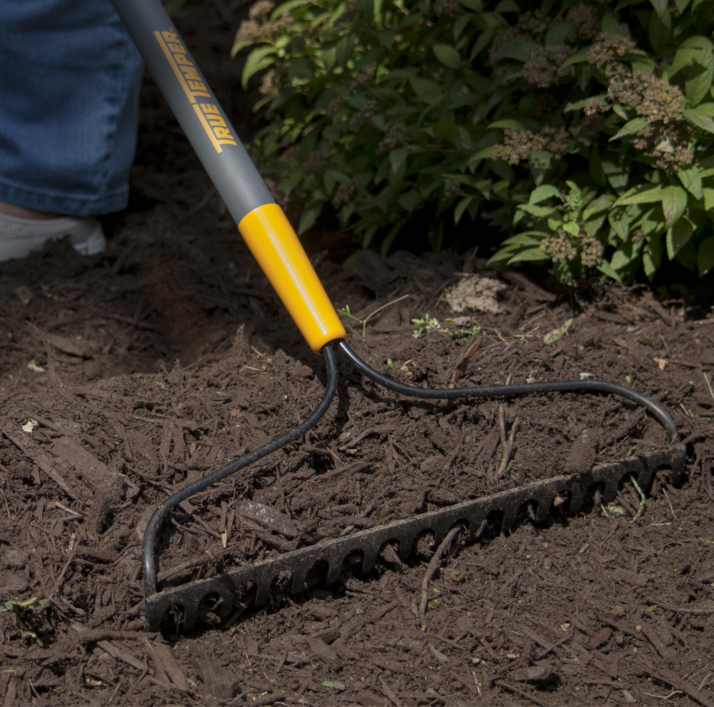 16-Tine Welded Bow Rake with Cushion End Grip on Fiberglass Handle ...